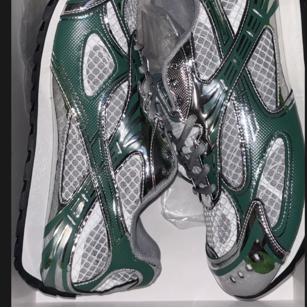 Bottega Veneta Green and Silver Athletic Shoes